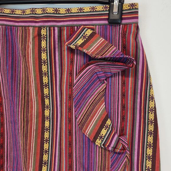 Lucca Couture Bohemian Striped Mini Skirt Size M Multicolor Knit Ruffle Hippie - Picture 5 of 10